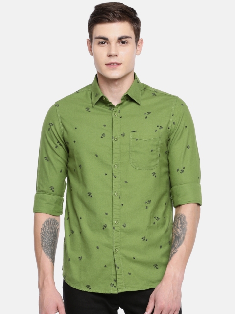 

SPYKAR Men Green Printed Slim Fit Casual Shirt