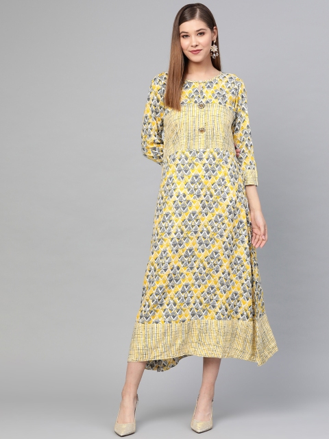 

Yufta Women Yellow & Beige Printed Maxi Dress