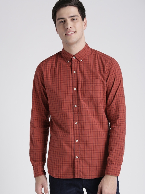

GAP Men's Lived-In Stretch Poplin Shirt, Rust