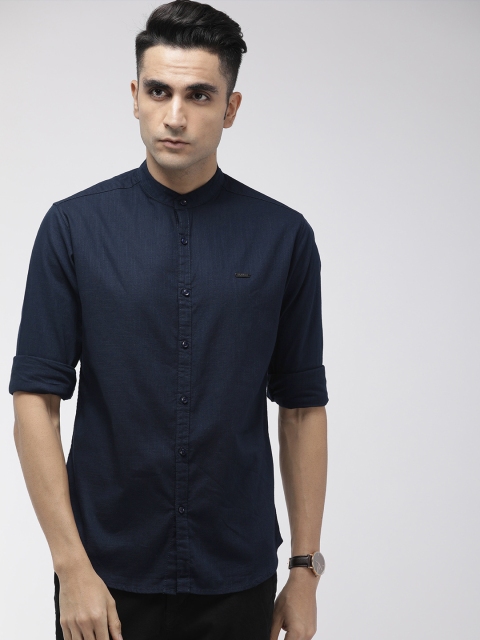 

The Indian Garage Co Men Navy Blue Slim Fit Solid Casual Shirt