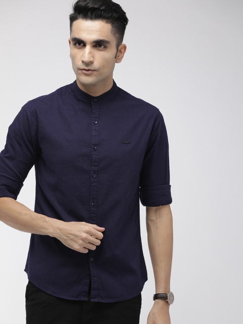 

The Indian Garage Co Men Navy Blue Slim Fit Solid Casual Shirt