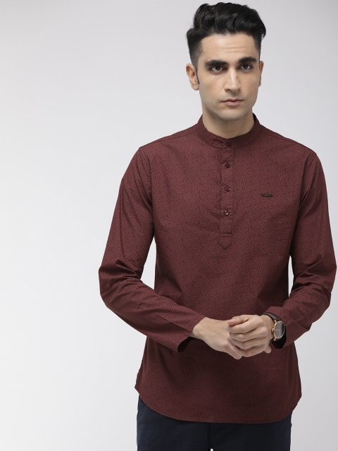

The Indian Garage Co Men Maroon Printed Straight Kurta