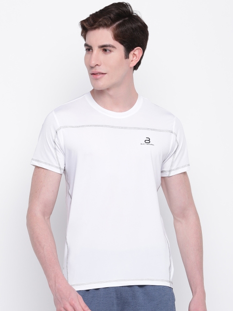 

BUILT NATURAL Men White Solid Training T-Shirt