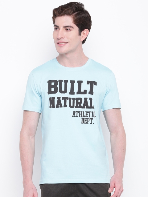 

BUILT NATURAL Men Blue & Black Slim Fit Printed Training T-shirt