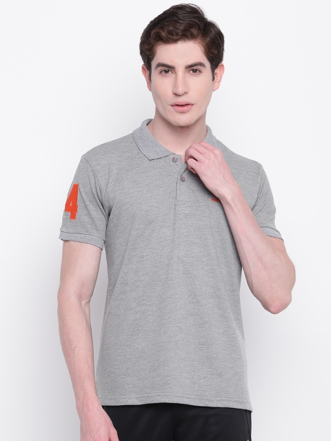 

BUILT NATURAL Men Grey Melange Slim Fit Solid Training T-shirt