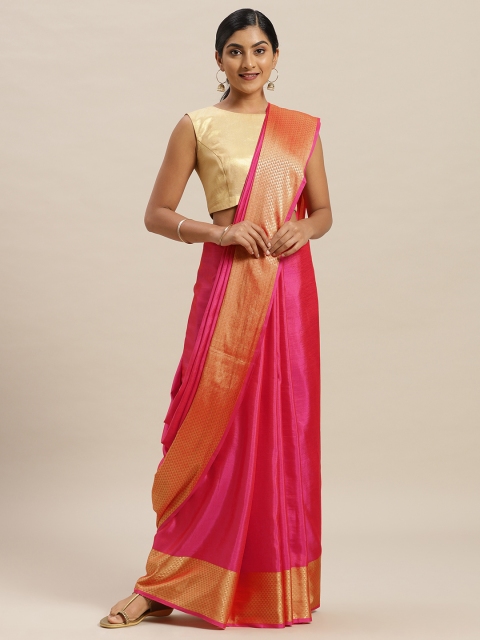 

Nanda Silk Mills Fuchsia Solid Sana Poly Silk Saree