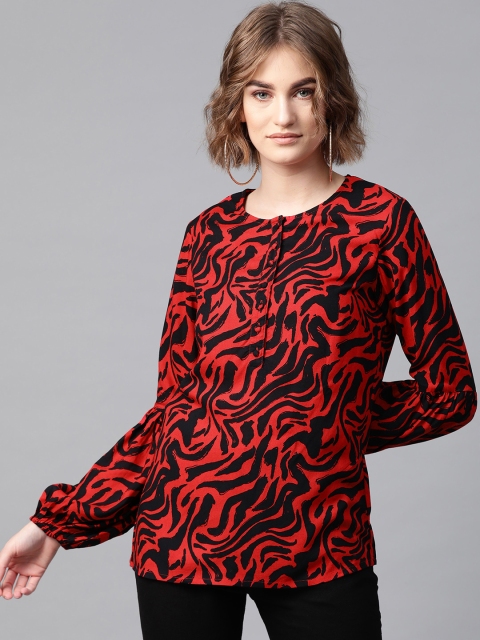 

Femella Women Red & Black Printed Top