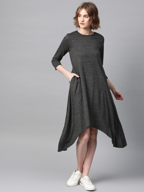 

Femella Women Charcoal Grey Solid A-Line Dress