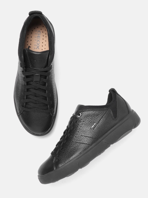 

Geox Men Black Solid Leather Sneakers