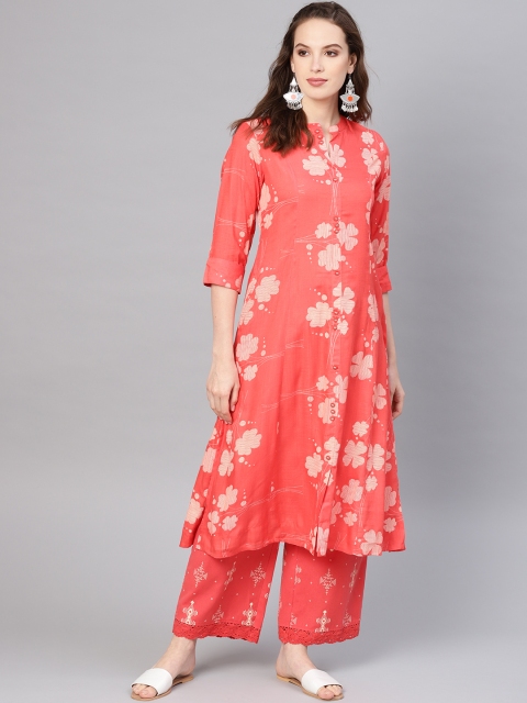 

Juniper Women Peach-Coloured & Beige Printed Kurta with Palazzos