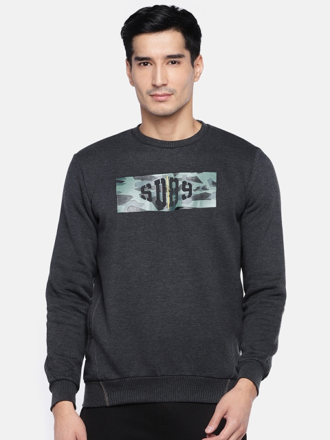 

Sweet Dreams Men Charcoal Grey Printed Pullover Sweatshirt