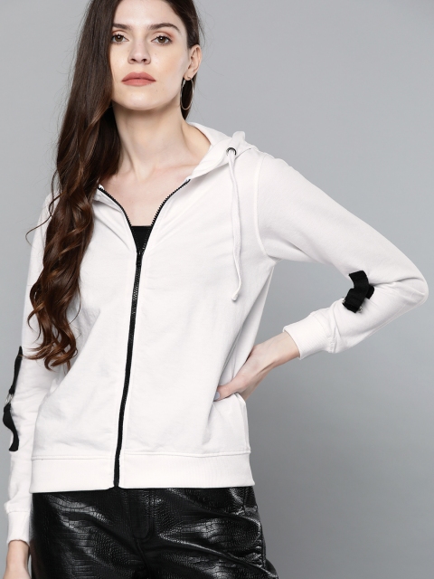 

Kook N Keech Women White Solid Hooded Sweatshirt