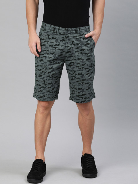 

IVOC Men Grey Printed Slim Fit Chino Shorts