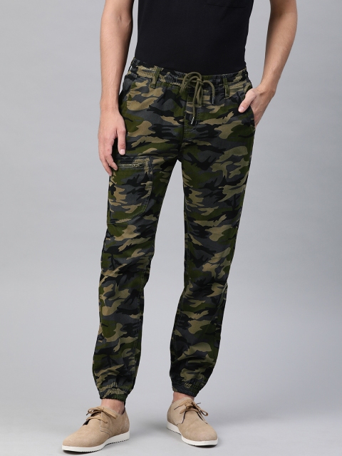 

IVOC Men Green & Grey Slim Fit Camouflage Printed Joggers