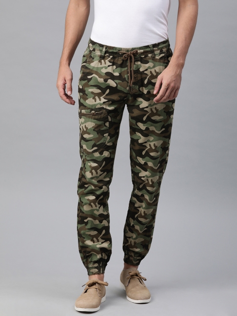 

IVOC Men Green & Brown Slim Fit Camouflage Printed Joggers