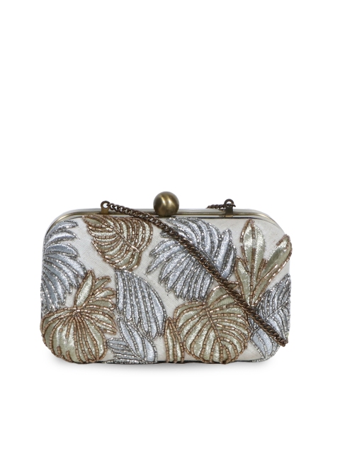 

Diwaah Gold-Toned & Silver-Toned Embroidered Clutch