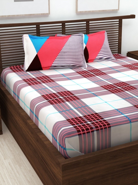 

Story@home Pink & White Geometric 186 TC King Bedsheet with 2 Pillow Covers