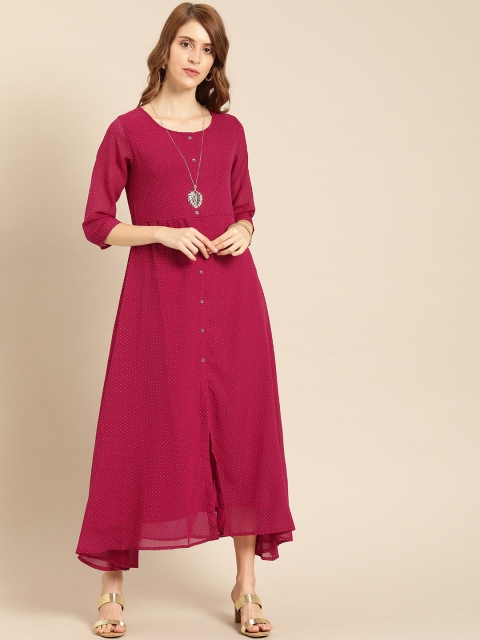

IMARA Women Magenta Pink Embellished Maxi Dress