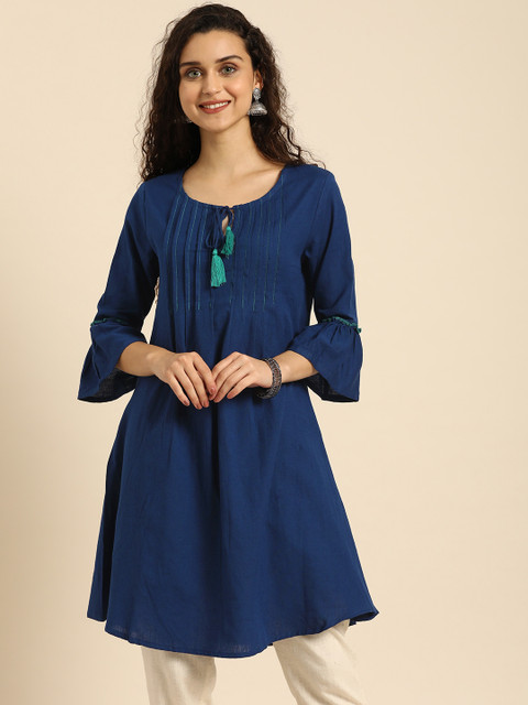 

IMARA Women Blue Solid A-Line Kurta