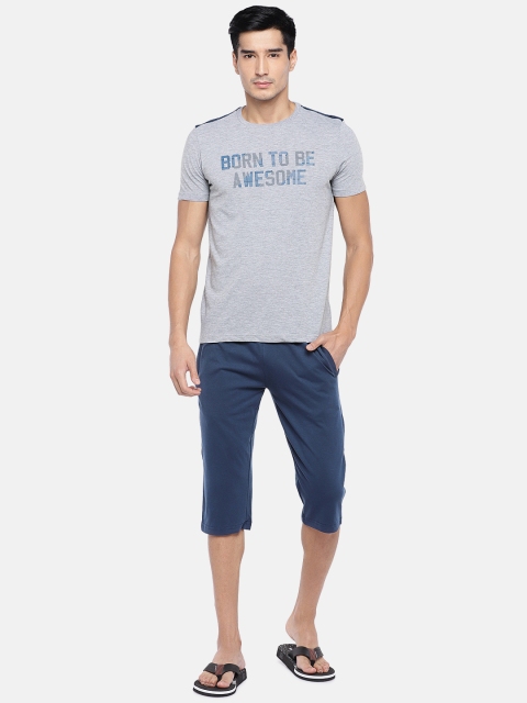 

Sweet Dreams Men Grey Melange & Blue Night Suit 1162G9