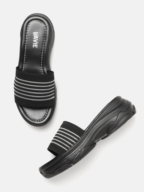 

Lavie Women Black & White Self-Striped Flatform Heels