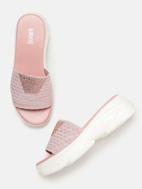 

Lavie Women Pink & White Woven Design Flatform Heels