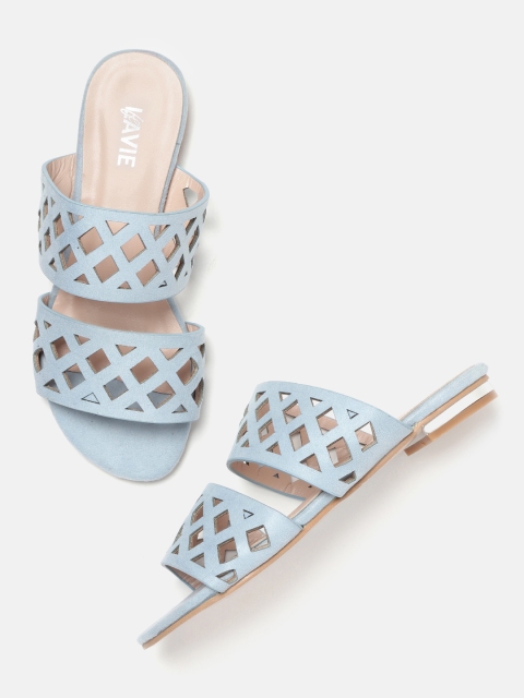 

Lavie Women Blue Laser-Cut Open Toe Flats