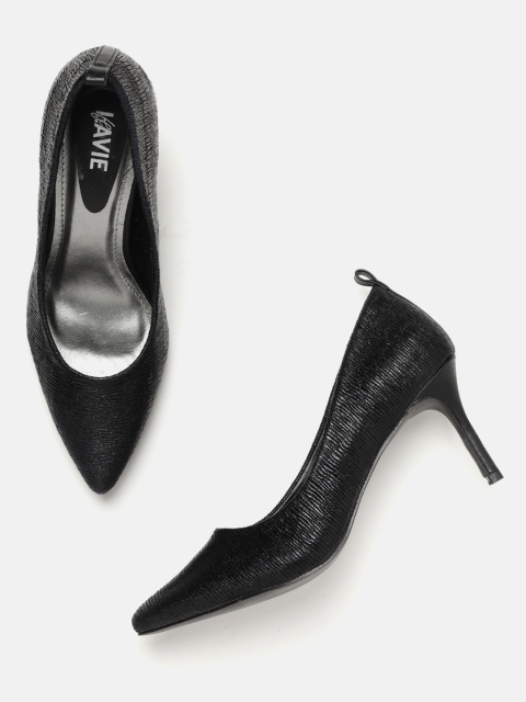 

Lavie Women Black Textured Pumps