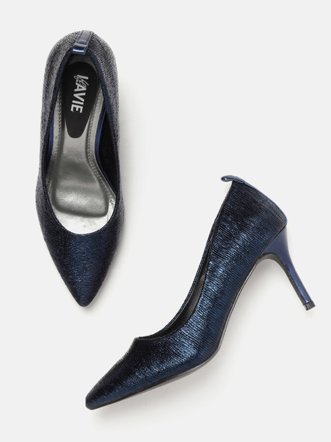 

Lavie Women Navy Blue Textured Pumps
