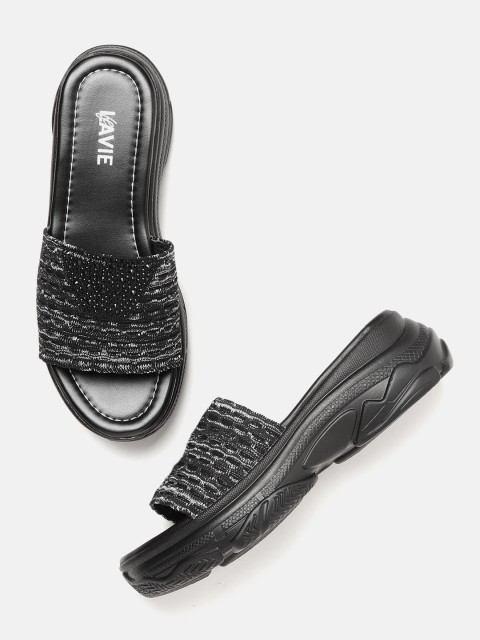 

Lavie Women Black & White Woven Design Flatform Heels