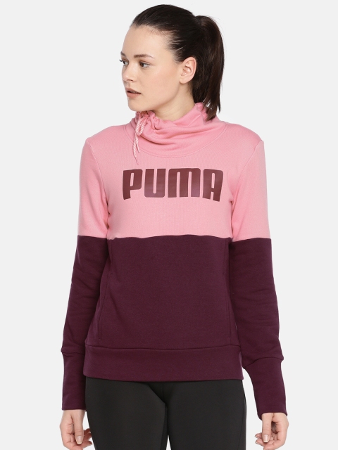 

Puma Women Pink & Burgundy Colourblocked CB Cowl Neck Sweatshirt