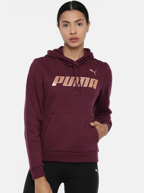 

Puma Women Burgundy Printed Hooded Sweatshirt
