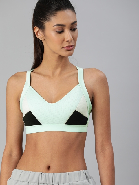 

Puma Women Mint Green & Black Density High Impact Colourblocked Workout Bra 51747704