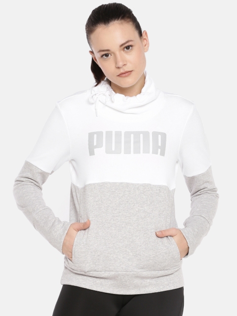 

Puma Women White & Grey Melange CB Cowl Neck Sweatshirt
