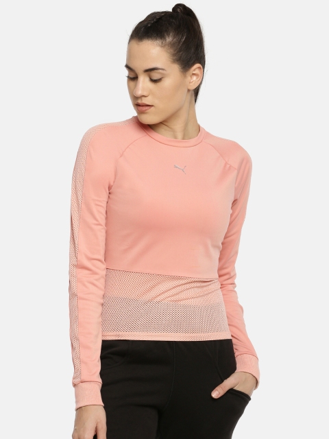 

Puma Women Peach-Coloured Solid DryCELL En Pointe Tight Long Sleeve Round Neck T-shirt