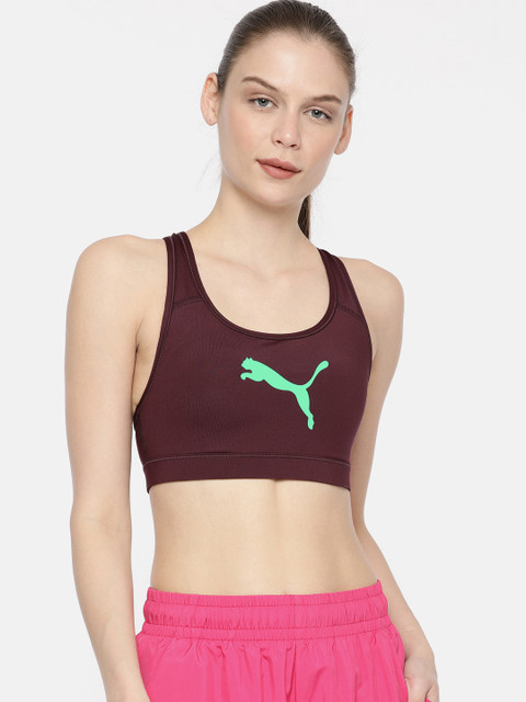 

Puma Burgundy Solid Non-Wired Lightly Padded ftblNXT Sports Bra