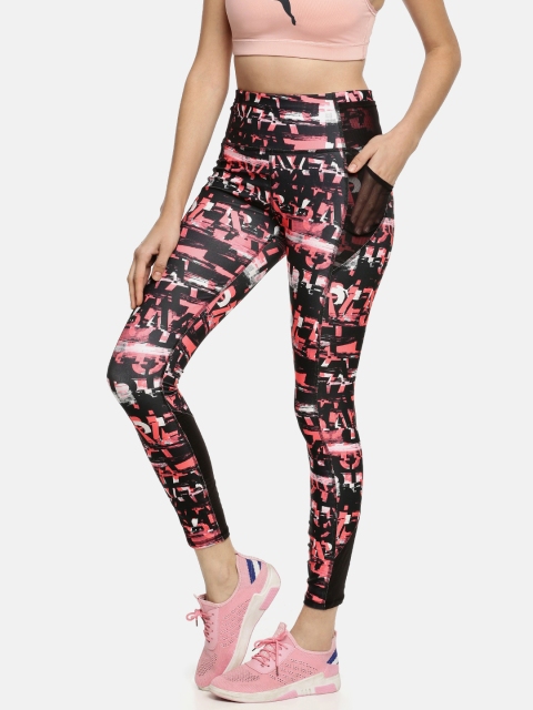 

Puma Women Black & Pink Printed DryCell Be Bold AOP Sports Tights