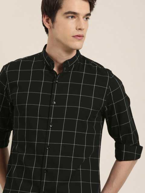 

INVICTUS Men Black & White Slim Fit Checked Casual Shirt