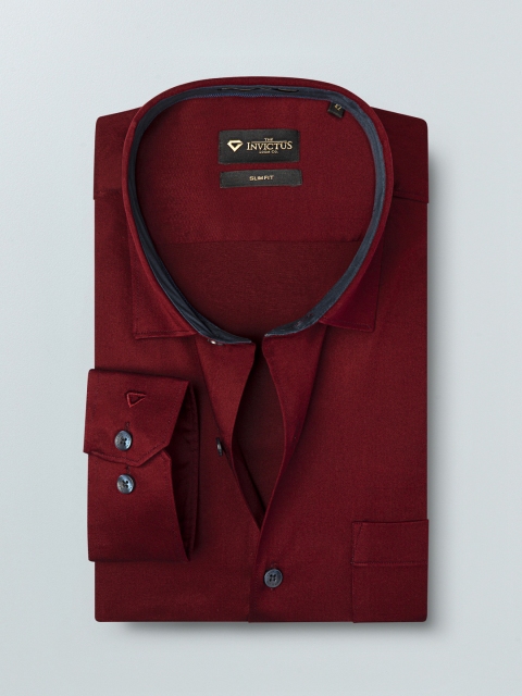 

INVICTUS Men Burgundy Slim Fit Solid Stretch Formal Shirt