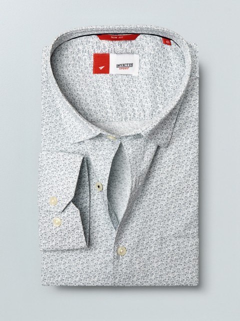 

INVICTUS Men White & Navy Blue Slim Fit Printed Smart Formal Shirt