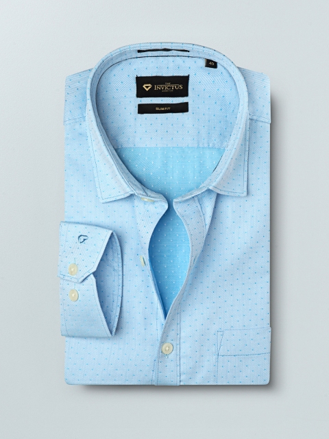 

INVICTUS Men Blue Slim Fit Self Design Formal Shirt