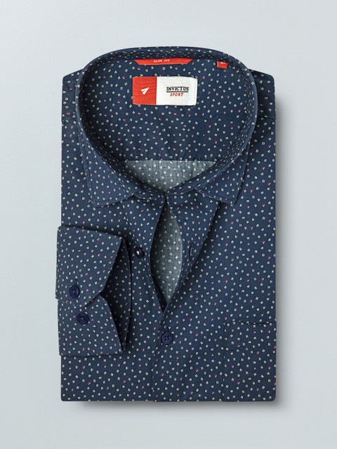 

INVICTUS Men Blue & Green Slim Fit Printed Formal Shirt