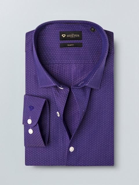 

INVICTUS Men Purple Slim Fit Printed Formal Shirt