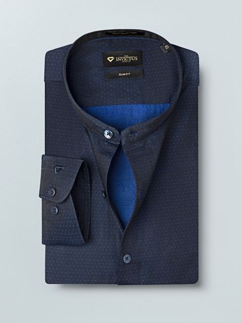 

INVICTUS Men Navy Blue Slim Fit Self Design Formal Shirt