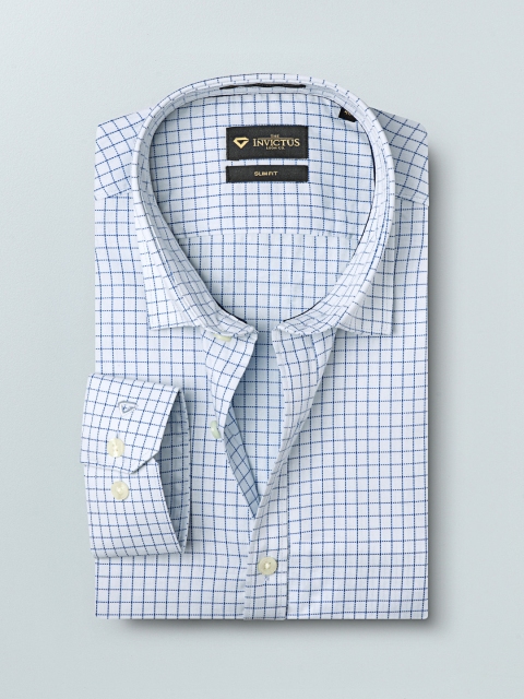 

INVICTUS Men Blue Slim Fit Checked Formal Shirt