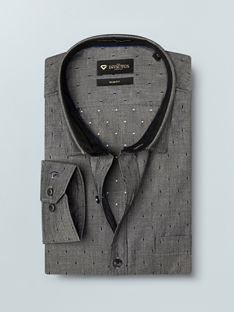 

INVICTUS Men Grey Slim Fit Self Design Formal Shirt