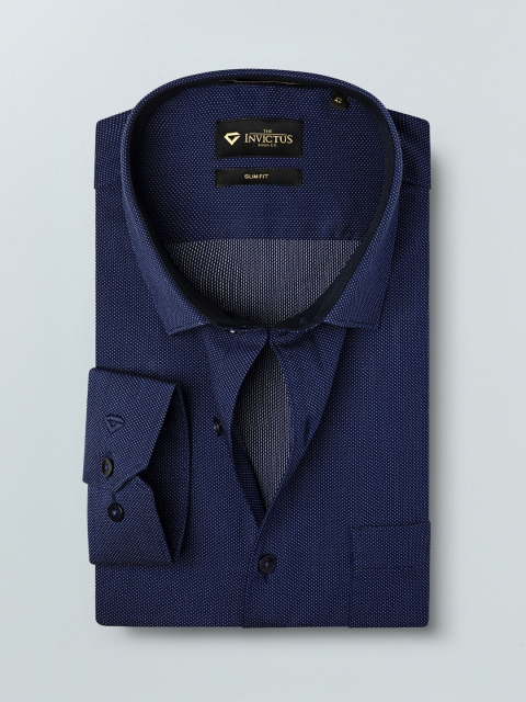 

INVICTUS Men Navy Blue Slim Fit Self Design Formal Shirt