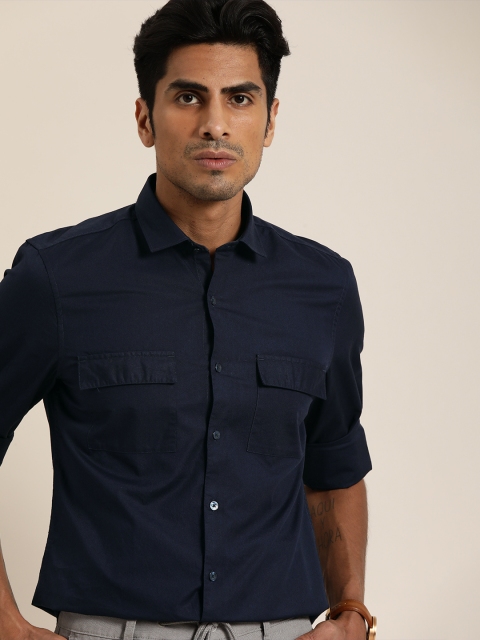 

INVICTUS Men Navy Blue Slim Fit Solid Casual Shirt