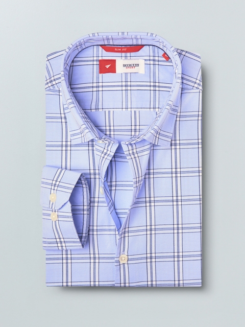 

INVICTUS Men Blue & Black Slim Fit Checked Casual Shirt
