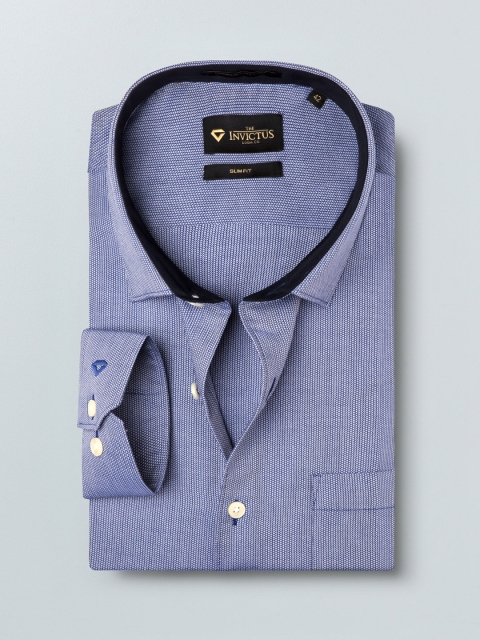 

INVICTUS Men Blue Slim Fit Self Design Casual Shirt
